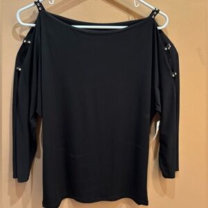 INC black long sleeve cold shoulder with rhinestone embellishments Size Small